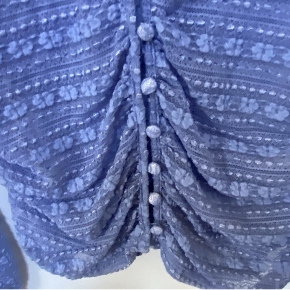 Anthropologie NWT Sheer Top Women’s L Floral Ruched Sleeves & Waist Feminine - Picture 5 of 14